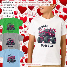Alla hjärtans dag Monster Lastbil Kids T Shirt