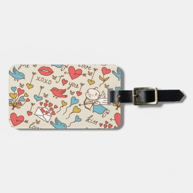 Alla hjärtans dag Mönster med Cupid Bagagebricka (Horisontell Framsida)