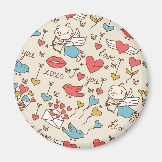 Alla hjärtans dag Mönster med Cupid Magnet (Framsidan)