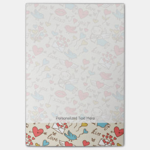 Alla hjärtans dag Mönster med Cupid Post-it Block