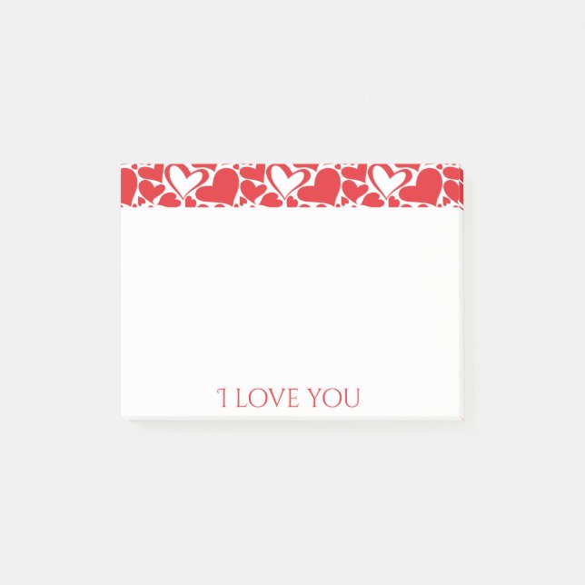 Alla hjärtans dag mönster med rött hjärta post-it block (Framsida)