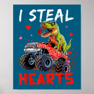 Alla hjärtans dag Monster Truck Trex Pojke Småbarn Poster