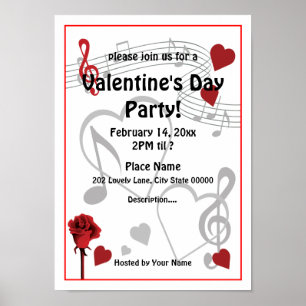 Alla hjärtans dag Music Hearts Party Poster