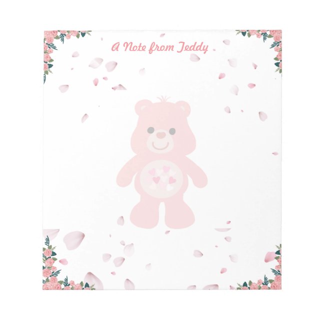Alla hjärtans dag Nalle för Rosa Anteckningsblock (Framsida)