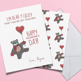Alla hjärtans dag Nalle Lärare Valentine Julkort