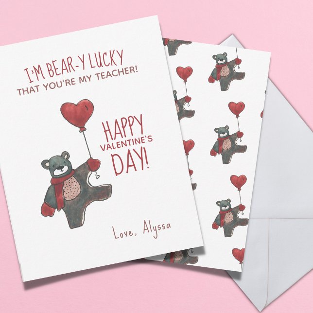 Alla hjärtans dag Nalle Lärare Valentine Julkort (Skapare uppladdad)