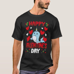 Alla hjärtans dag Narwhal Heart Kärlek Animal T Shirt