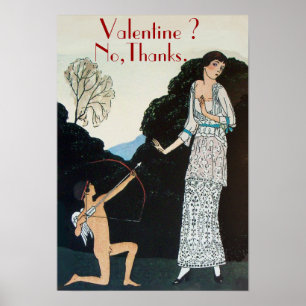 ALLA HJÄRTANS DAG? NEJ TACK /RETRO ANTI-ALLA HJÄRT POSTER