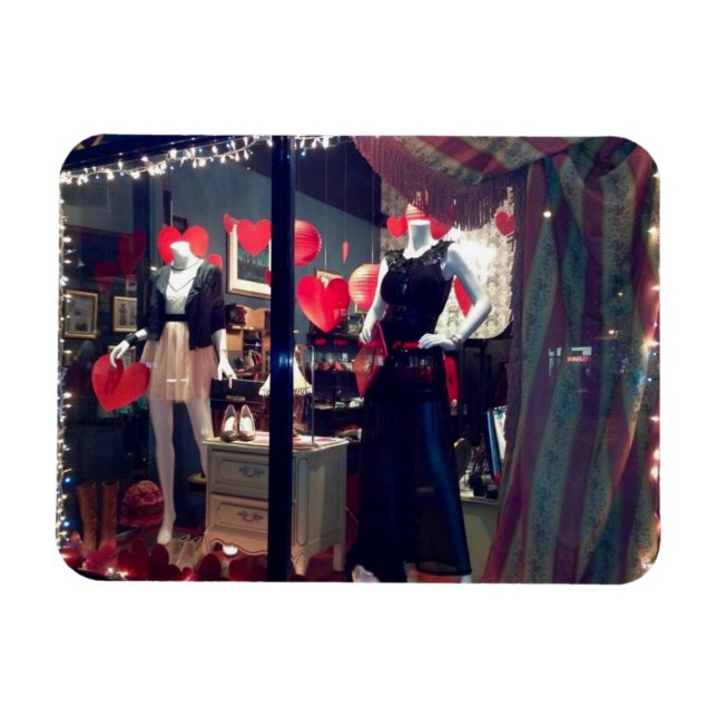 Alla hjärtans dag New York Boutique Window Hearts Magnet (Horisontell)