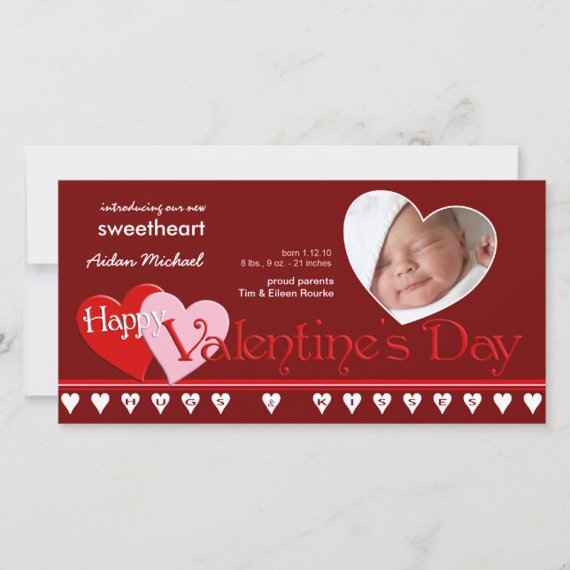 Alla hjärtans dag - Nyfödd bebis Julkort (Framsida)