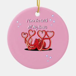Alla hjärtans dag Octopus Hearts Julgransprydnad Keramik