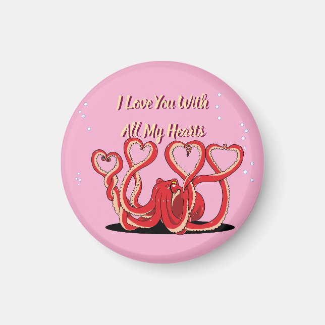 Alla hjärtans dag Octopus Hearts Magnet (Framsidan)