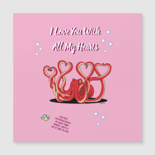 Alla hjärtans dag Octopus Hearts Magnetiskt kort