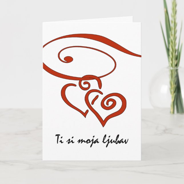 Alla hjärtans dag på kroatiska, Hearts Swirl Toget Helgkort (Framsida)