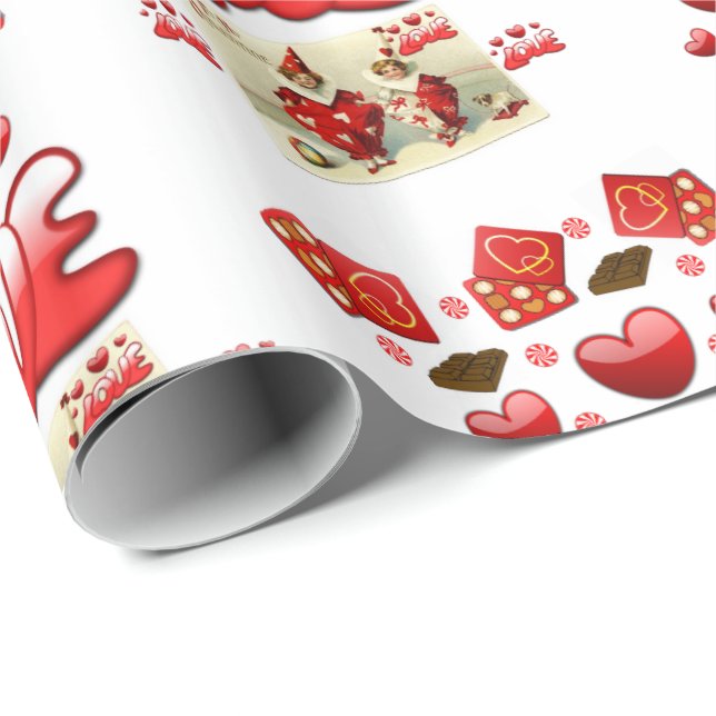 Alla hjärtans dag Papper Presentpapper (Rullad Hörn)
