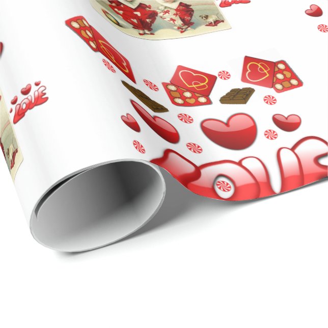 Alla hjärtans dag Papper Presentpapper (Rullad Hörn)