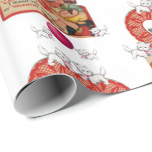 Alla hjärtans dag, Papper Vintage Kitten Presentpapper