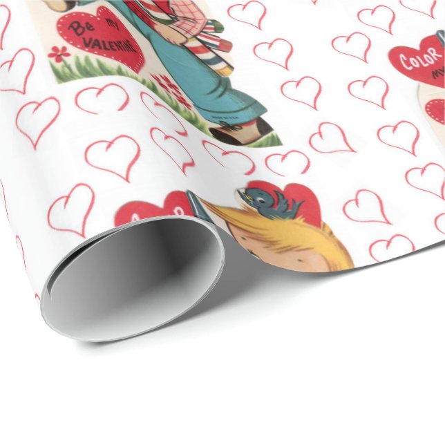 Alla hjärtans dag, Papper Vintage Presentpapper (Rullad Hörn)