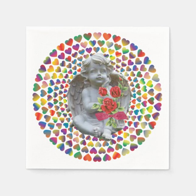 Alla hjärtans dag Pappra blöjor, ängel Pappersservett (Framsidan)