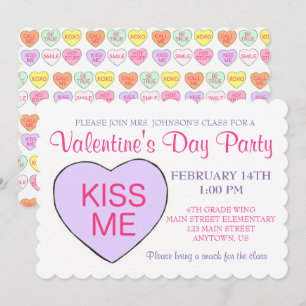 Alla hjärtans dag Party Candy Conversation Heart Inbjudningar