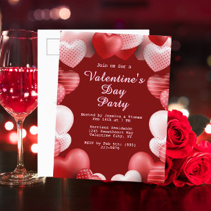 Alla hjärtans dag Party Rosa och Röda Kärlek Heart Helg Vykort
