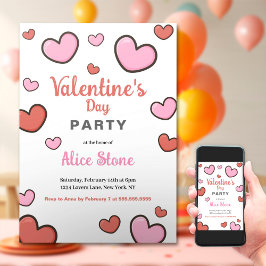Alla hjärtans dag Party Rosa Red Hearts Inbjudningar