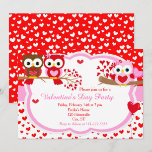 Alla hjärtans dag Party Söta Valentine Ugglor Inbjudningar