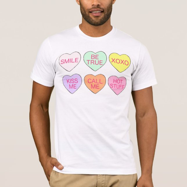 Alla hjärtans dag Pastel Candy Conversation Hearts T Shirt (Framsida)