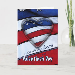 Alla hjärtans dag Patriotic Heart Helgkort