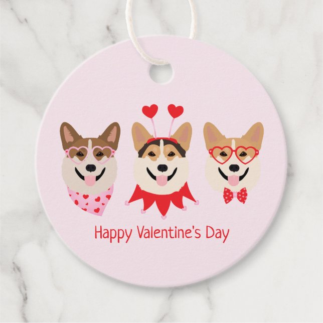 Alla hjärtans dag Pembroke Welsh Corgi Hundar Gåvor Etiketter (Framsida)