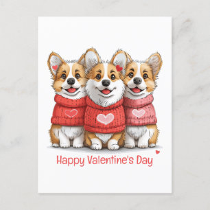 Alla hjärtans dag Pembroke Welsh Corgi Hundar Helg Vykort
