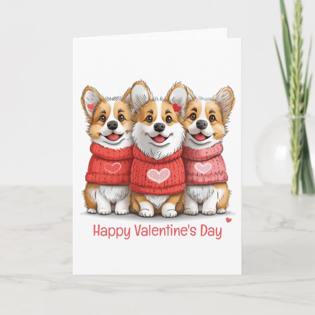Alla hjärtans dag Pembroke Welsh Corgi Hundar Helgkort (Framsida)