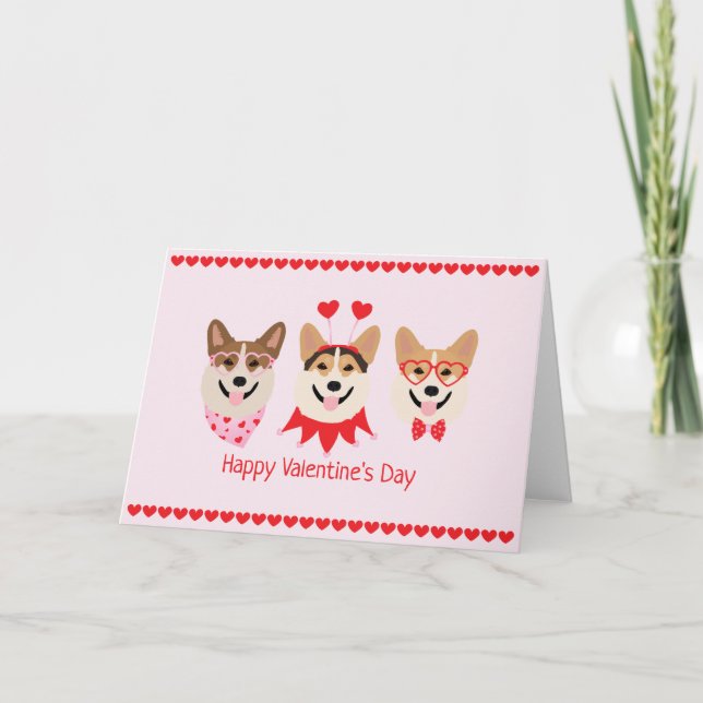 Alla hjärtans dag Pembroke Welsh Corgi Hundar Helgkort (Framsida)