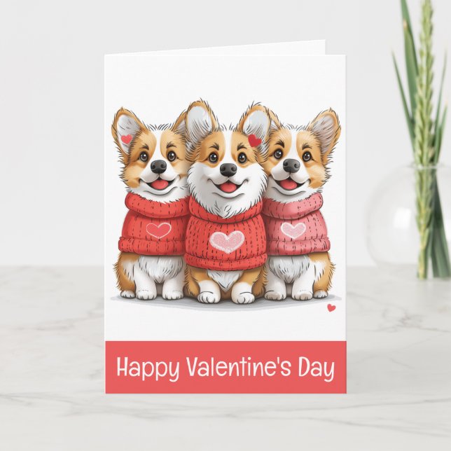 Alla hjärtans dag Pembroke Welsh Corgi Hundar Helgkort (Framsida)