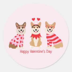 Alla hjärtans dag Pembroke Welsh Corgi Hundar Runt Klistermärke