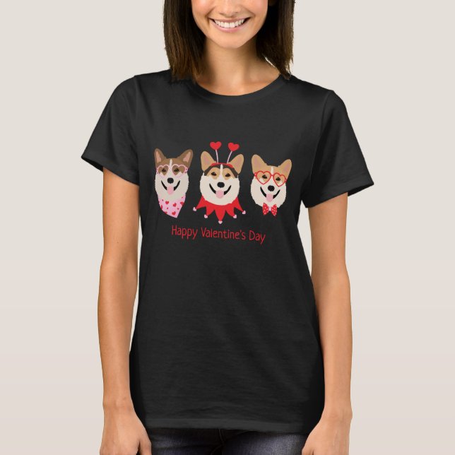 Alla hjärtans dag Pembroke Welsh Corgi Hundar T Shirt (Framsida)