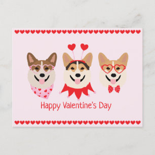Alla hjärtans dag Pembroke Welsh Corgi Hundar Vykort