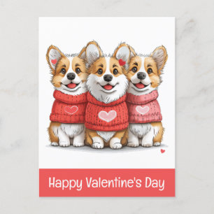 Alla hjärtans dag Pembroke Welsh Corgi Hundar Vykort