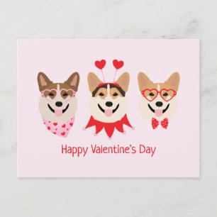 Alla hjärtans dag Pembroke Welsh Corgi Hundar Vykort