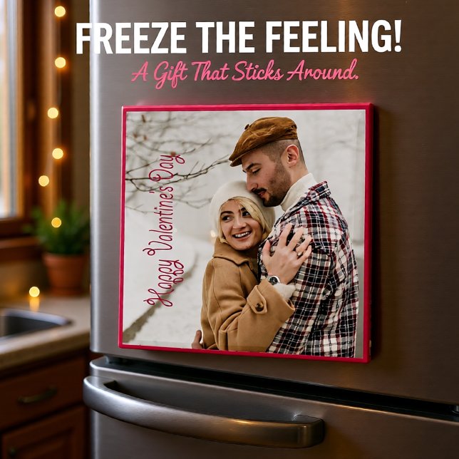 Alla hjärtans dag Personlig Photo Magnet (Romantic Pink Frame Personalized Valentine Magnet)