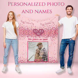 Alla hjärtans dag Personlig Photo Rosa Hearts Fleecefilt