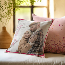 Alla hjärtans dag Personlig Photo Rosa Hearts Kudde