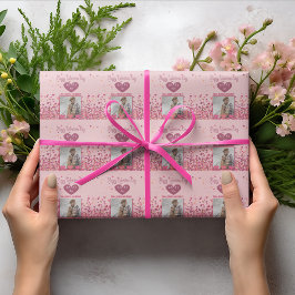 Alla hjärtans dag Personlig Photo Rosa Hearts Presentpapper