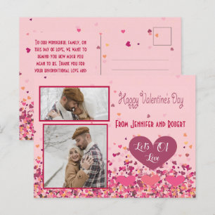 Alla hjärtans dag Personlig Photo Rosa Hearts Vykort