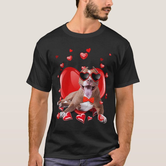 Alla hjärtans dag Pit Bull Dog V Day T Shirt (Framsida)