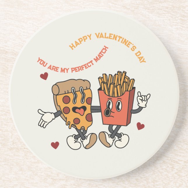 Alla hjärtans dag "Pizza och stekt potatis match"  Underlägg (Framsidan)