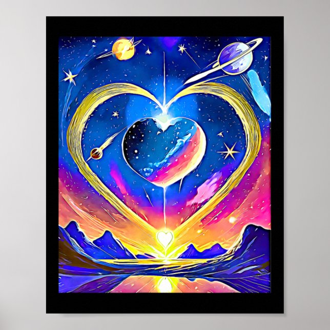 Alla hjärtans dag Planeter Stjärnor Månar Astrolog Poster (Framsidan)