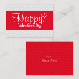 Alla hjärtans dag Platt notkort (Röd och vit) Anteckningskort