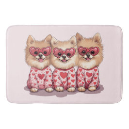 Alla hjärtans dag Pomeranian hundar Badrumsmatta