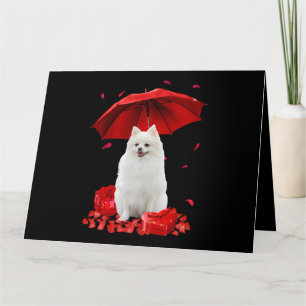 Alla hjärtans dag Pomeranian Paraply Hjärt Hundval Kort